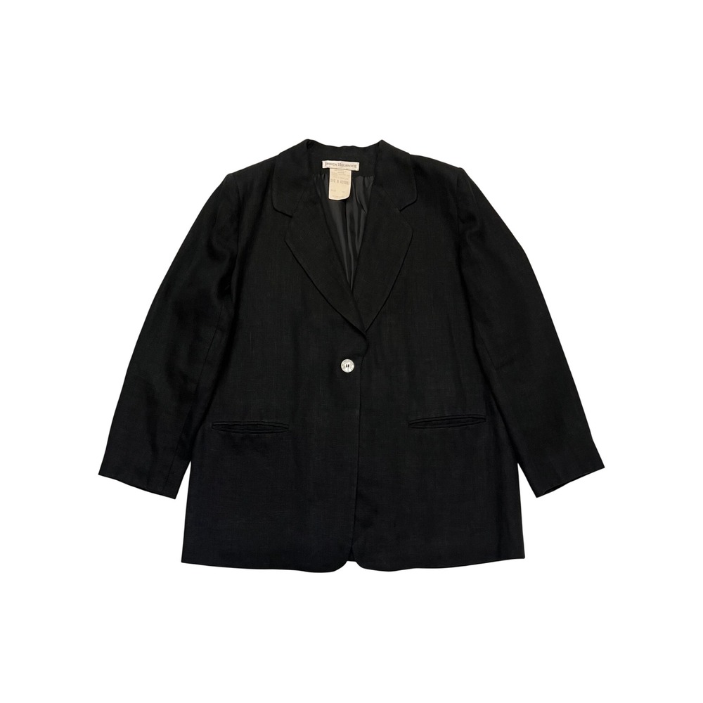 Jessica Holbrook Black 100% Linen Single Button Blazer Women's Size 18